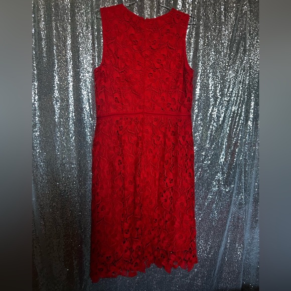 ANN TAYLOR WOMEN Red Lace Dress Size 18 - Picture 4 of 11